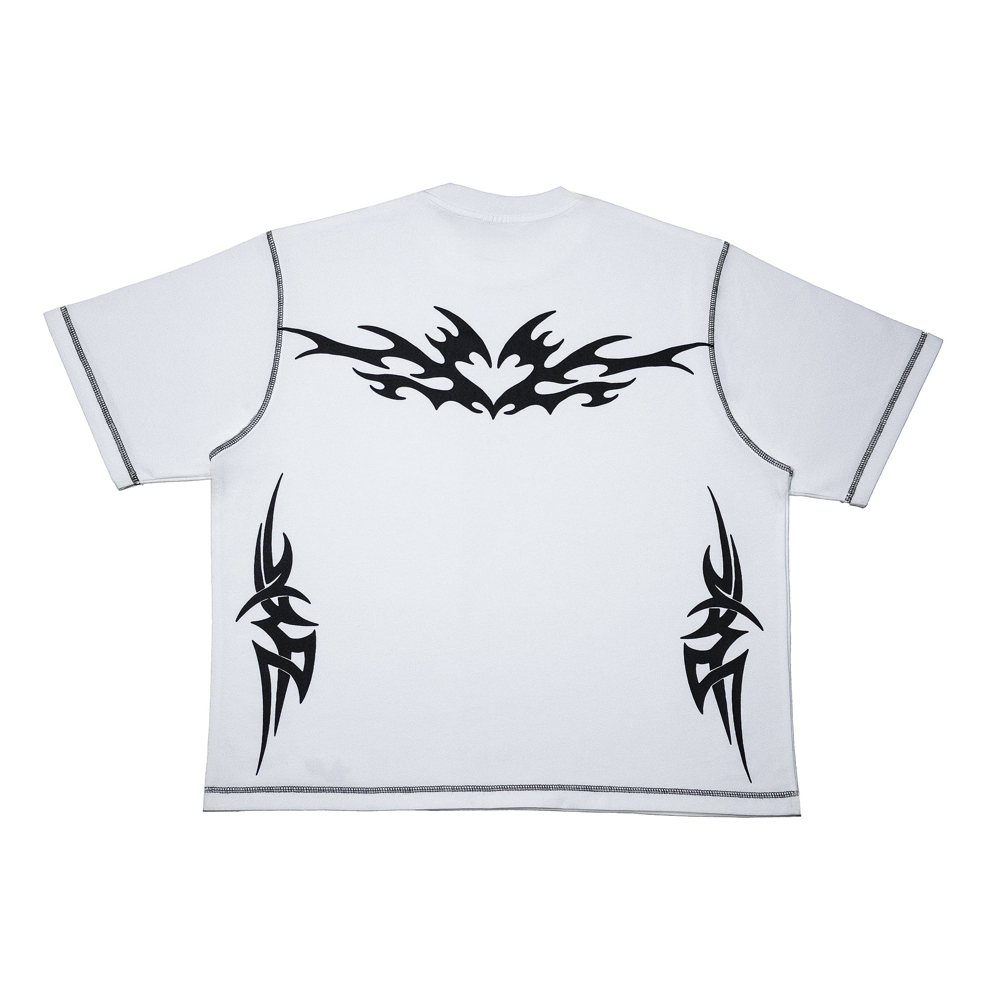 White T-Shirt With Black Tribals