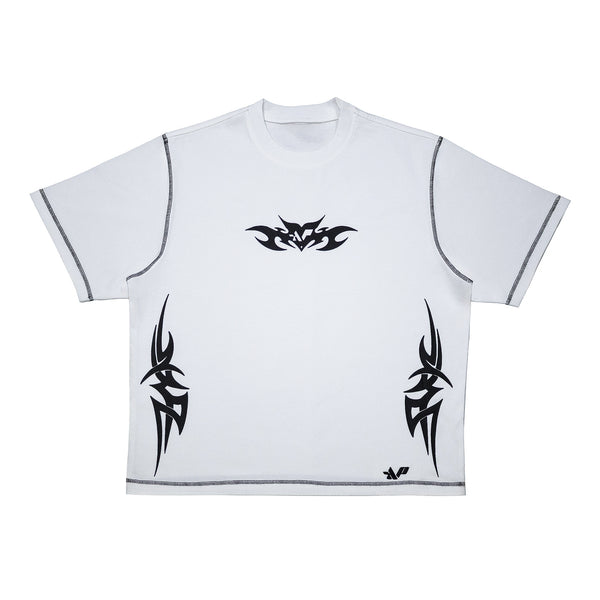 White T-Shirt With Black Tribals